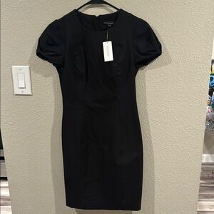 Banana Republic Black Sheath Mini Dress Puff Sleeves